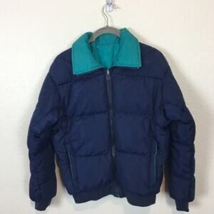 Columbia Coat Jacket Down Ski Snow Winter Size M Vintage Reversible Flaw